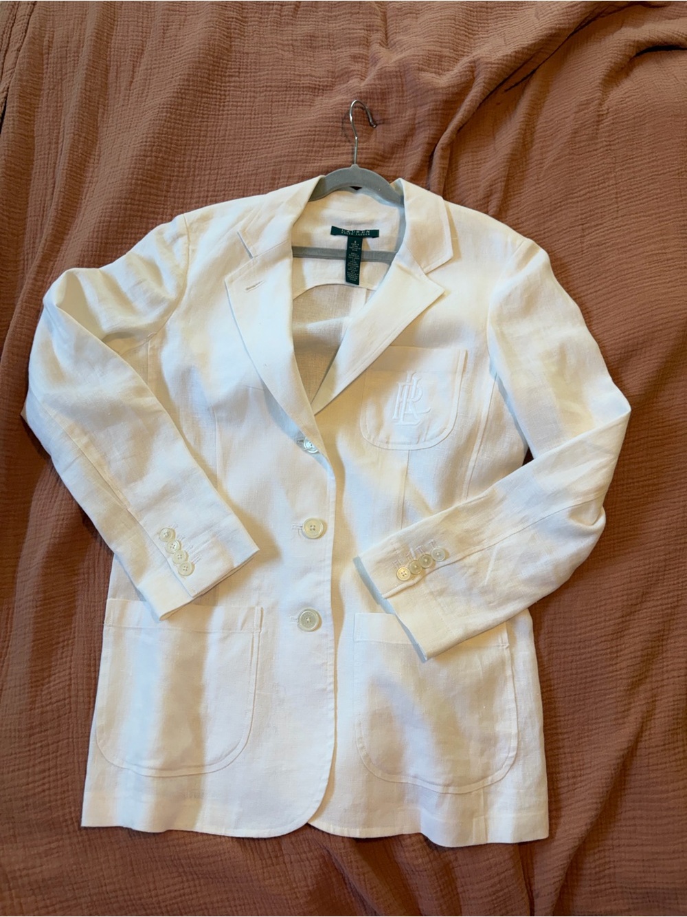 Ralph Lauren Cream Linen Blazer - Women's Tailored Jacket 100% Linen
